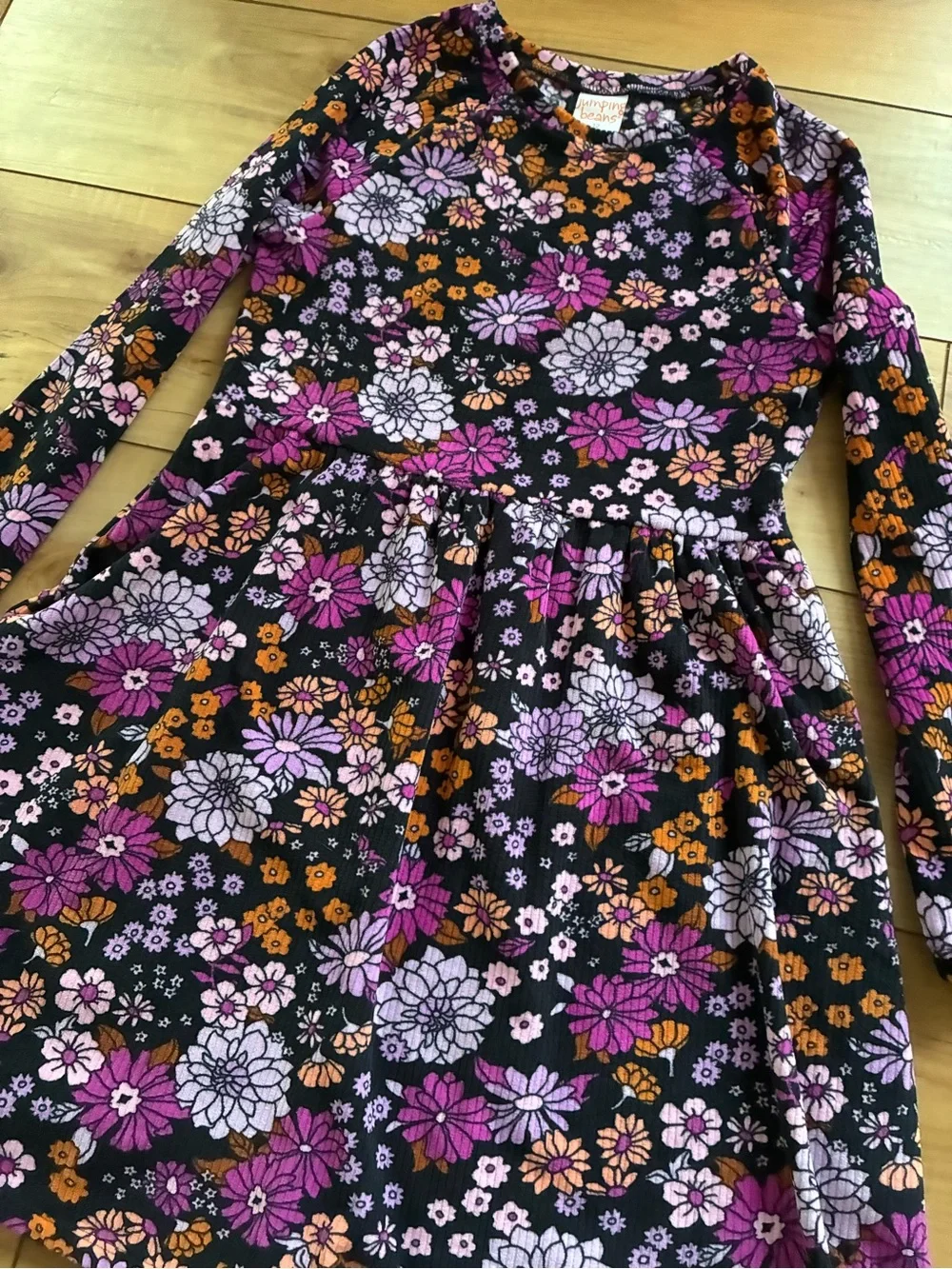 jumping beans Purple & Black Floral Long-Sleeve Dress